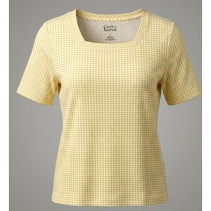 Croft & Barrow Yellow Gingham Square Neck Short Sleeve Top Size Large